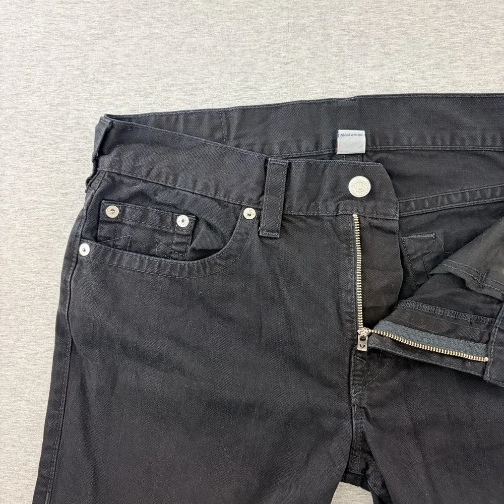 True Religion Men's Jeans Size 36 Black Denim Straight Leg World Tour